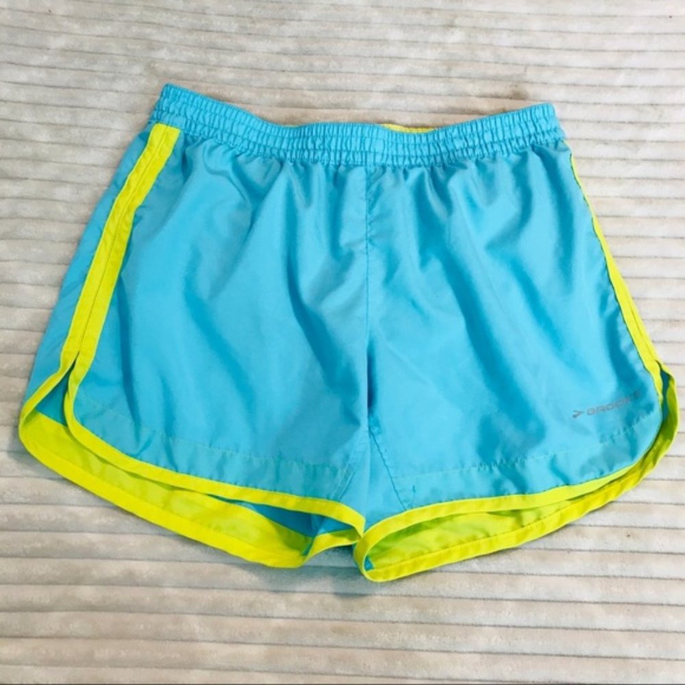 Brooks | Blue and Yellow Lined Running Shorts